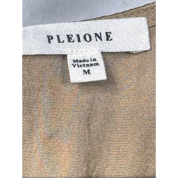 Pleione Blouse Short Sleeve Popover Top Size Medium Mustard Gold Made in USA - Picture 5 of 5